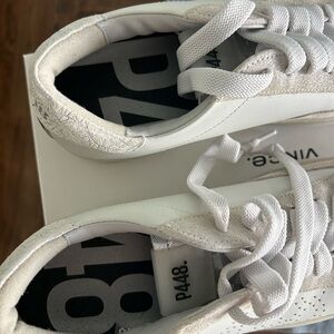 P448 White Low-Top Sneakers with Off-White Suede Accents
